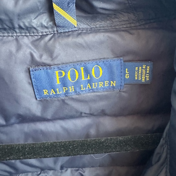 Ralph Lauren Navy Puffer Vest with Yellow Accents - Picture 3 of 9